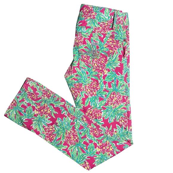 Lilly Pulitzer Worth Straight Jean Orchid Pink Spike The Punch Pineapple Size 2 - Picture 5 of 8